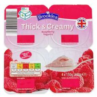 Raspberry Thick & Creamy Yogurt 4x125g Brooklea